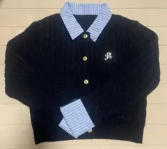 SHEIN / 襟付きケーブルニットカーディガン ブラック