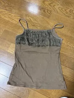 タンクトップ ブラウン レース