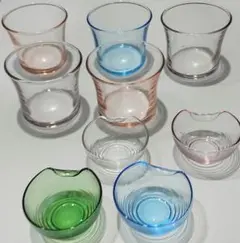 昭和レトロ カラフル硝子 グラス等 9個セット