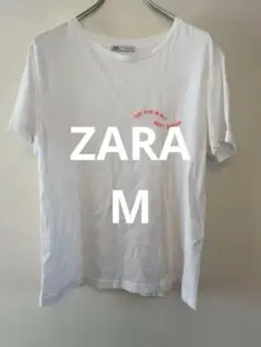 ZARA ザラ 半袖Tシャツ ロゴプリント ホワイト サイズM レディース