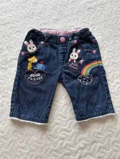 ミキハウス 刺繍入りデニムショートパンツ 90cm