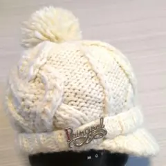 Principal ホワイトニット帽 ポンポン付き