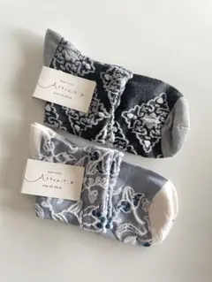 【新品】レディースクルー丈ソックス　2足セット　水色グレー　おしゃれ