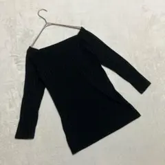 エベルモーション ＊ リブニット トップス カットソー 七分袖 ブラック Fのサムネイル