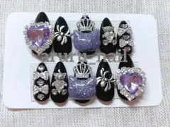 ネイルチップ 地雷系 サブカル 紫 黒 現品