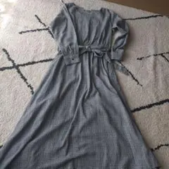 千鳥格子 ひざ丈ワンピース