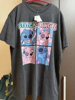 海外版 STITCHスティッチ エンジェル 男女兼用 Tシャツ Lグレー超極薄