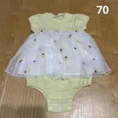 レモン柄フリル付き半袖ロンパース　サイズ70 女の子
