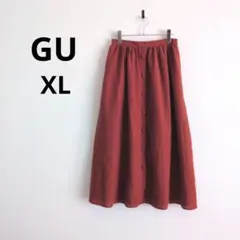 GU▶フレアロングスカート オレンジ フロントボタン XL