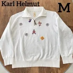 Karl Helmut（カールヘルム） スウェット ハーフジップ 白 ベアー