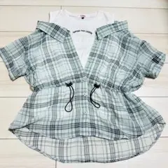 週末限定値下げ中！　ピンクラテ　チェック柄ブラウス　150cm