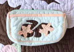 ＜正規品＞スモールコスメポーチ♡モンステラ♡ミントブルー♡ハワイアンキルト