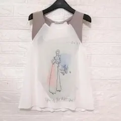 ZARA 異素材切り替えデザインノースリーブカットソー