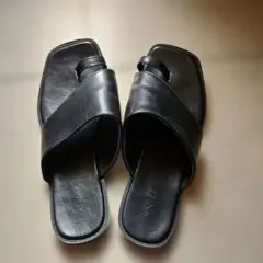 レザー サンダル ブラック LL フラットサンダル
