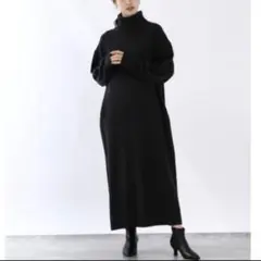 ローリーズファーム　タートルワンピース　ニットワンピース　ブラック　Iライン