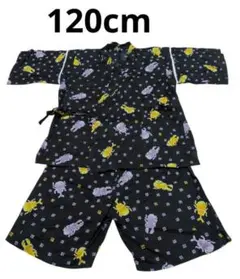 キッズ　甚平　120cm 黒　昆虫柄　綿100%
