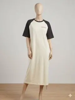 AZUL BY MOUSSY Tシャツワンピース バイカラー マキシ丈