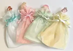 ★未使用品★ディズニープリンセス＊オーガンジードレスカード４点セット＊封筒付き