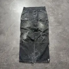 ディッキーズダブルニーブラックダックパンツペンキ飛びフェードボロ古着W34黒