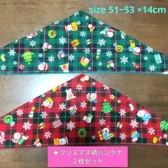 ★クリスマス サンタ&タータン柄 赤＋緑２枚セット