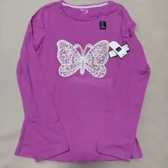 GapKids パープル 蝶刺繍 Tシャツ