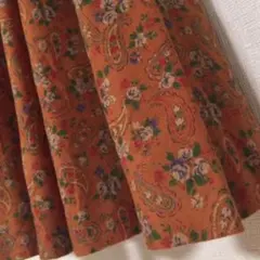 フレアスカート レトロ フラワー×ペイズリー柄