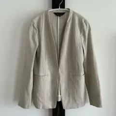 INDIVI 頼れるシャレ服 麻混ノーカラーサマージャケット 38