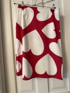 MOSCHINO ハート柄 タイトスカート レッド
