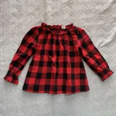 【美品】GAP レッド・ブラックチェック 長袖シャツ 4歳用