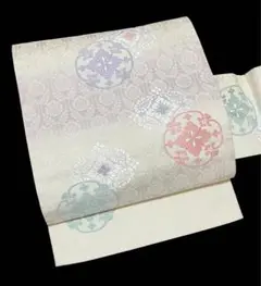 九寸名古屋帯 正絹 華文 唐織 イ5950