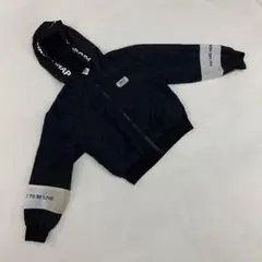 ANAP kids ナイロンジャケット ブラック フード付き 英字プリントLL