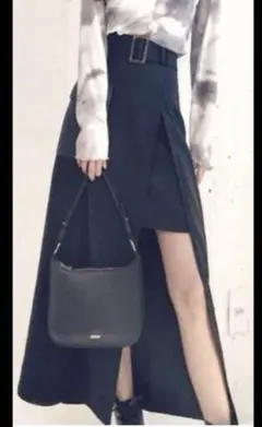 GRL グレイル　アシンメトリースリットタイトスカート　黒　L