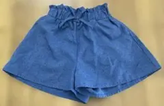 女児　キュロット　ショートパンツ　ブルー　ポケット付き　130サイズ【美品】