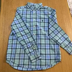 Ralph Lauren キッズチェック柄青長袖シャツ L/14-16