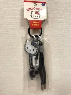 ハローキティ ストラップチャーム モノクロ　白黒