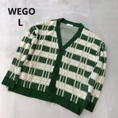 WEGO メンズカーディガン グリーンチェック柄 ポケット付き オシャレ Lのサムネイル