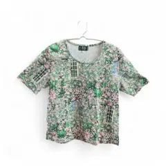 BARAKURA バラ色の暮らし　フラワー　Tシャツ M 半袖グリーン　花柄