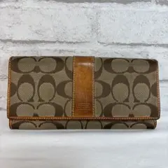 COACH コーチ シグネチャー 長財布 キャンバス レザー ブラウン