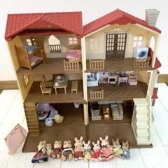 【シルバニアファミリー】赤い屋根の大きなお家 人形 家具 セット まとめ売り