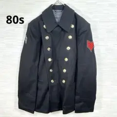 ヴィンテージ 80s★ 実物放出 ソ連軍 ダブルブレスト コート 金ボタン 黒