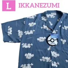 希少 ポケットモンスター 前開き 半袖シャツ イッカネズミ 総柄 L