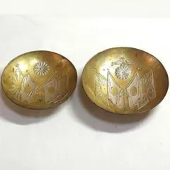 4》【希少】旧日本軍 明治期 日清戦争 勝利記念 金属製軍杯 2点セット