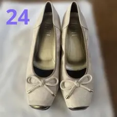 fit fitリボン付きベージュパンプス