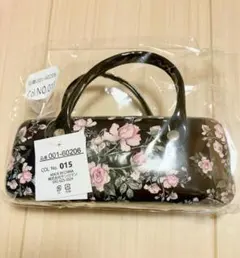 ＊ 持ち手付き・メガネケース♡花柄(黒) ＊