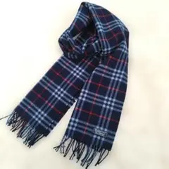BURBERRY バーバリー ラムウール マフラー ノバチェック ネイビー 美品