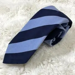 【美品】BEAMS HEART ネイビー ストライプ ネクタイ　レジメンタル　青