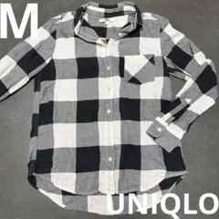 UNIQLO ユニクロ フランネルシャツ 長袖 レディース チェック 黒 M
