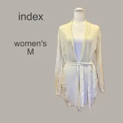 index 長袖 カーディガン ボタンレス M 白 麻混 春秋 紫外線 羽織物