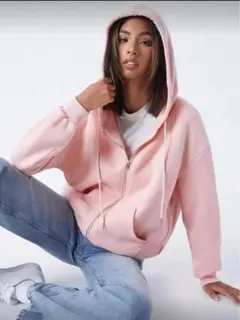 ジップアップパーカー ベビーピンク