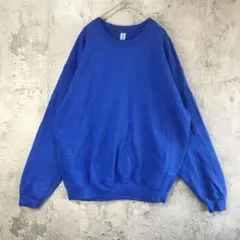 B909古着　トレーナー　スウェット　青　無地　90s Y2K